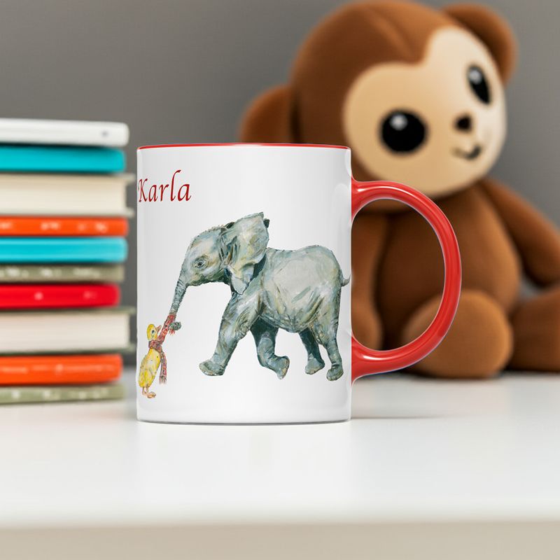 Elefanten Kindertasse Personalisiert | Keramik Becher für Kinder | Motiv Elefant & Ente