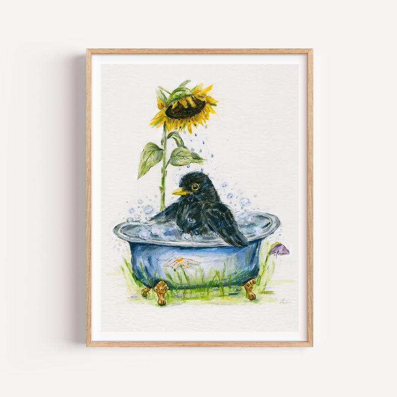 Poster für Kinder *Vogel-Bad*