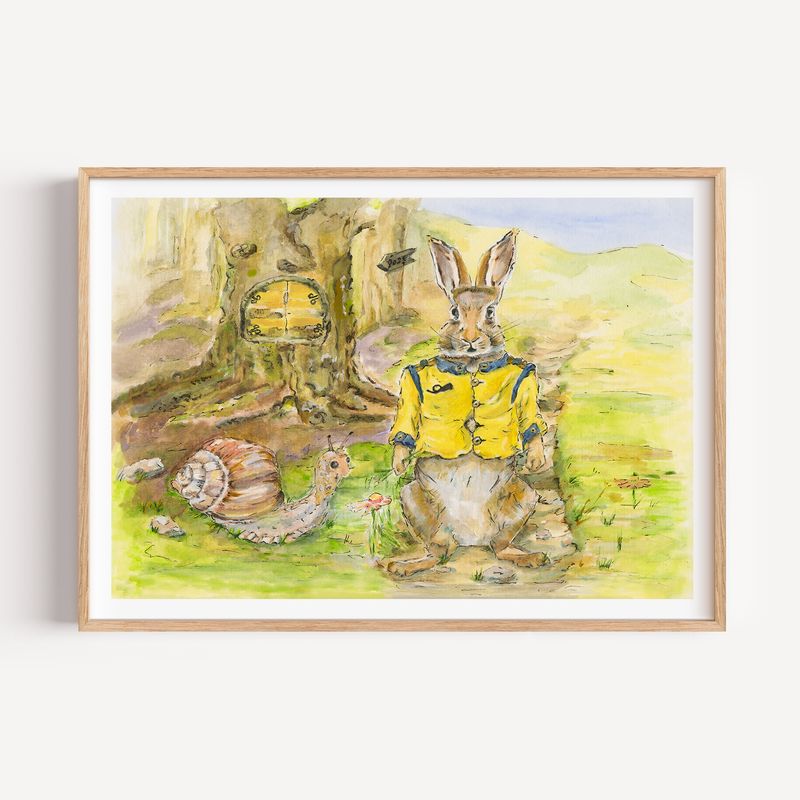 Poster für Kinder *Hase & Schnecke* | Geschenk Ostern