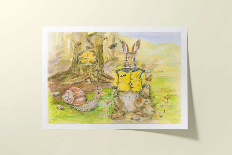 Poster für Kinder *Hase & Schnecke* | Geschenk Ostern