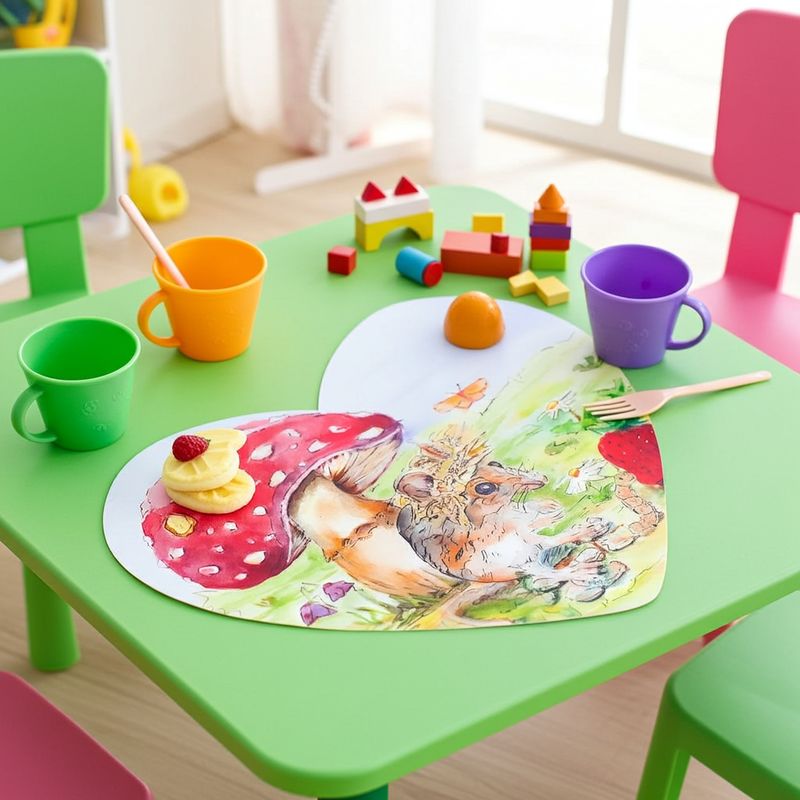 Kinder Tischset herzförmig | Platzset | Platzdeckchen | Motiv Maus