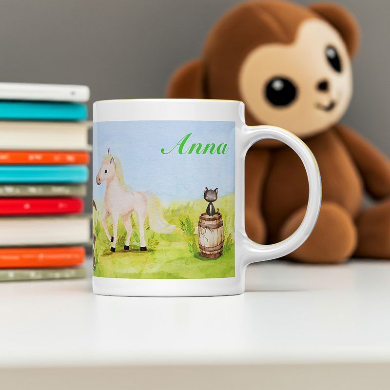 Personalisierte Kindertasse Keramik I Becher für Kinder | Motiv Pferde