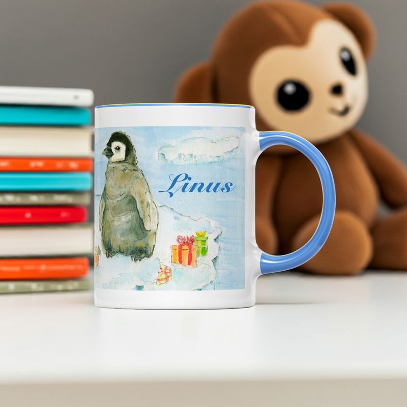 Personalisierte Kindertasse Keramik | Becher für Kinder | Motiv Eisbär & Pinguin