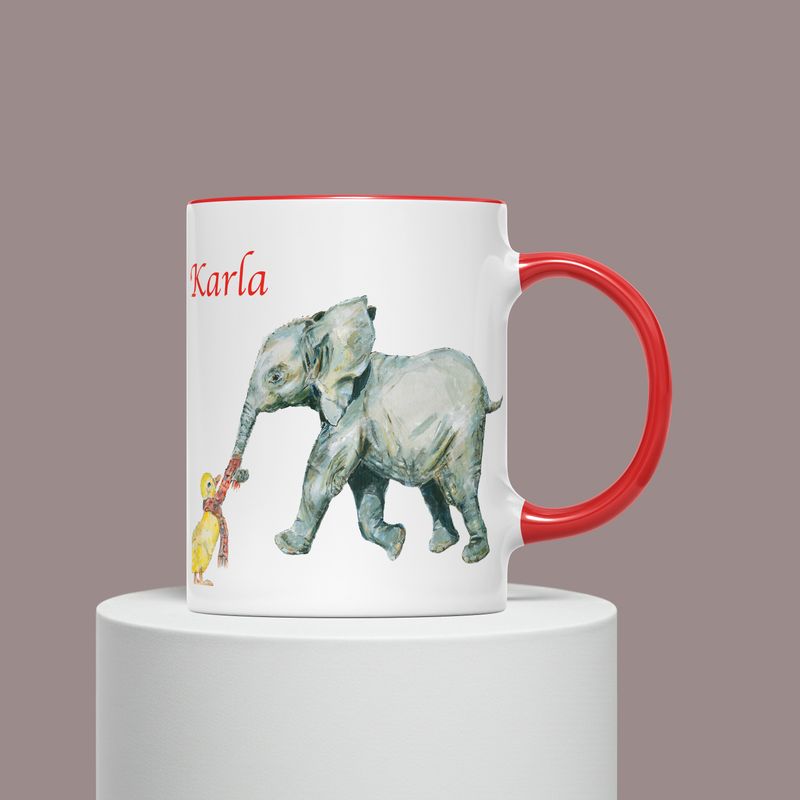 Elefanten Kindertasse Personalisiert | Keramik Becher für Kinder | Motiv Elefant & Ente