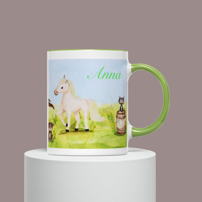 Personalisierte Kindertasse Keramik I Becher für Kinder | Motiv Pferde
