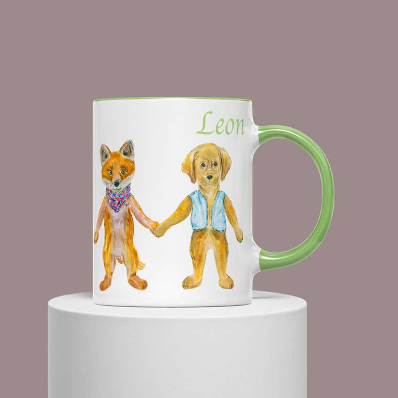 Personalisierte Kindertasse Keramik | Becher für Kinder | Motiv Fuchs & Hund