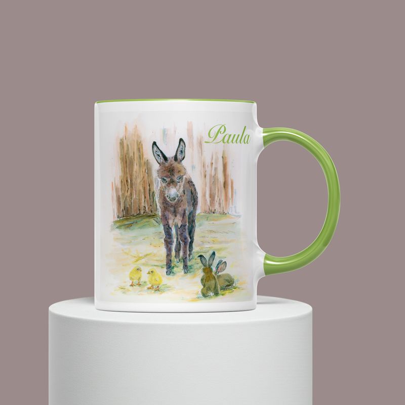 Personalisierte Kindertasse Keramik I Becher für Kinder | Motiv Esel