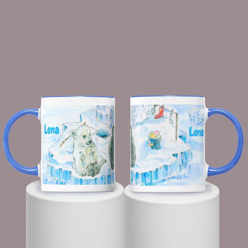 Personalisierte Kindertasse Keramik | Becher für Kinder | Motiv Eisbär & Pinguin