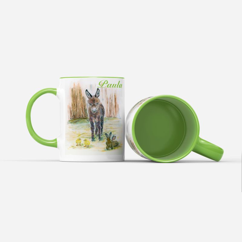 Personalisierte Kindertasse Keramik I Becher für Kinder | Motiv Esel
