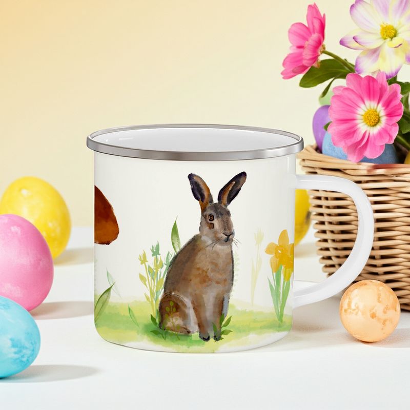 Kinder Tasse Emaille | Motiv Hase | Kindergeschirr | Ostergeschenk