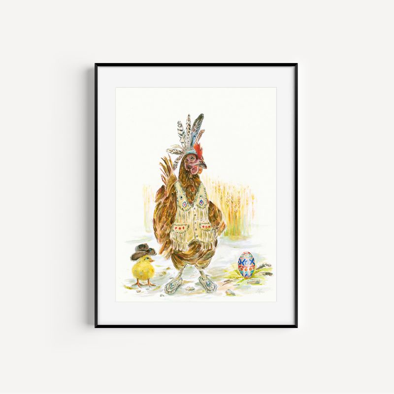 Huhn Poster für Kinder *Huhn & Cowboyküken* | Geschenk Ostern