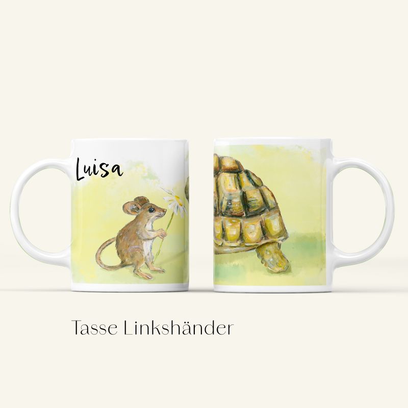 Personalisierbare Schildkröten Kindertasse | Keramik Becher für Kinder | HANDGEMALT