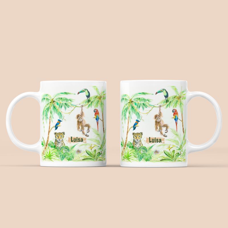 DSCHUNGEL Kinder Tasse HANDGEMALT | Personalisiert | Kindergeschirr Keramik