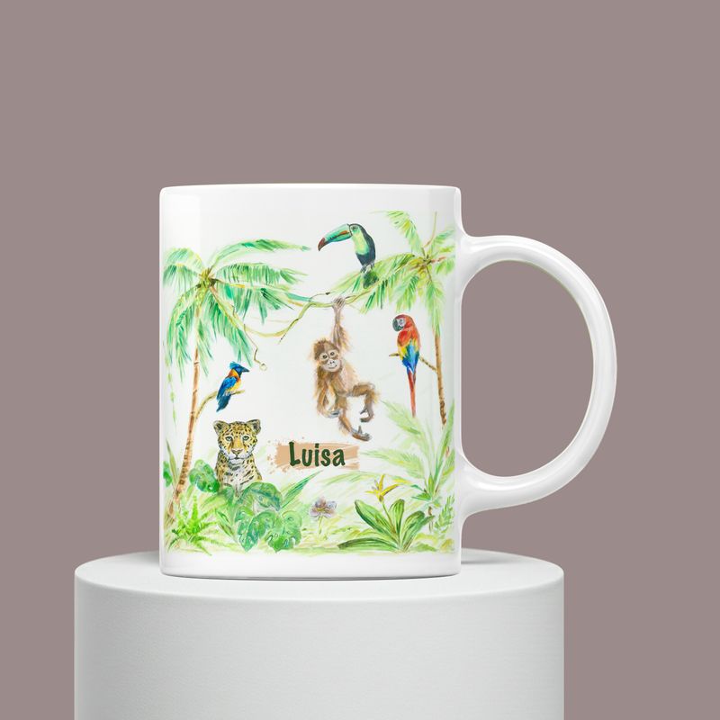 DSCHUNGEL Kinder Tasse HANDGEMALT | Personalisiert | Kindergeschirr Keramik