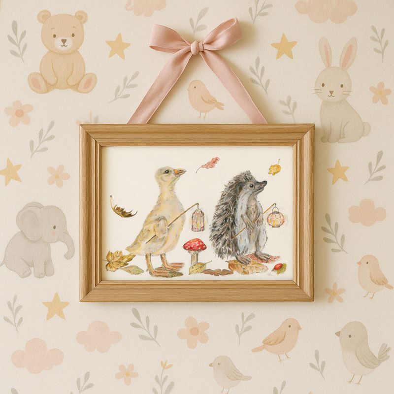 Igel Poster für Kinder HANDGEMALT | Jahreszeitenbild Herbst | Laternenumzug