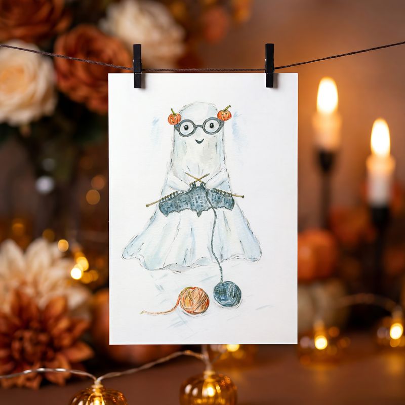 Gespenst Poster für Kinder HANDGEMALT | Wanddekoration Kinderzimmer | Halloween