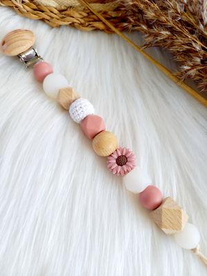 Speenkoord Daisy Powderblush/clear