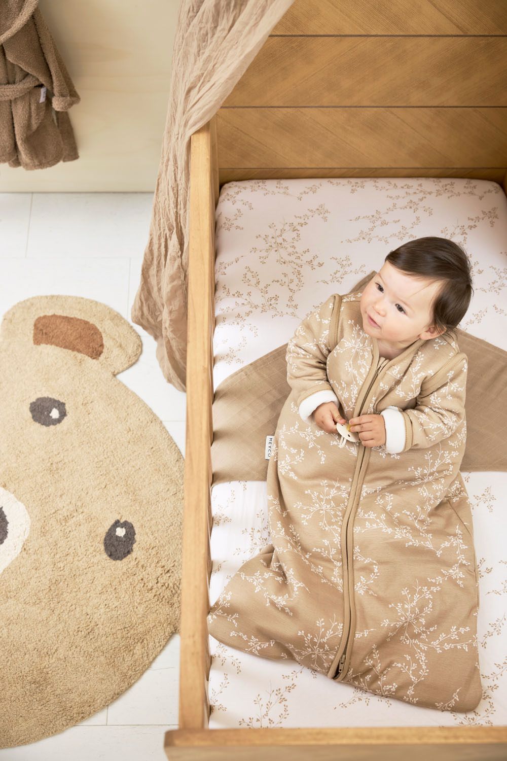 Meyco Baby Branches baby slaapzak 4 seizoenen - sand - 3.0 TOG