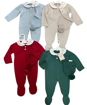 Gebreide jumpsuit + muts blauw