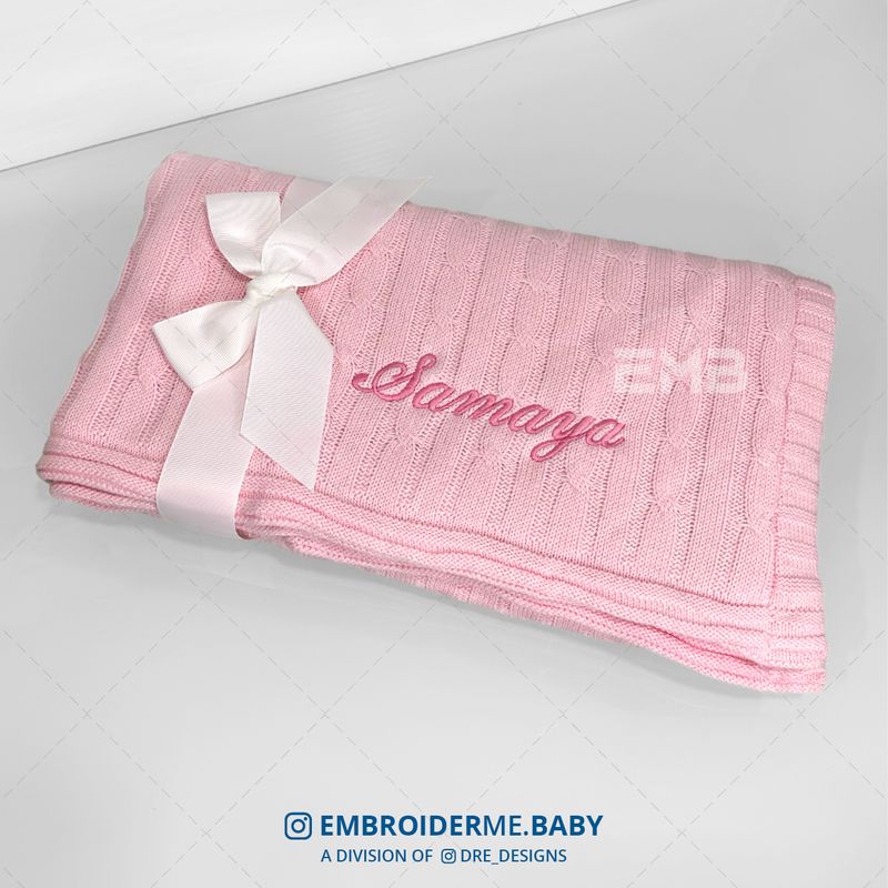Pink Cable-Knit Baby Blanket