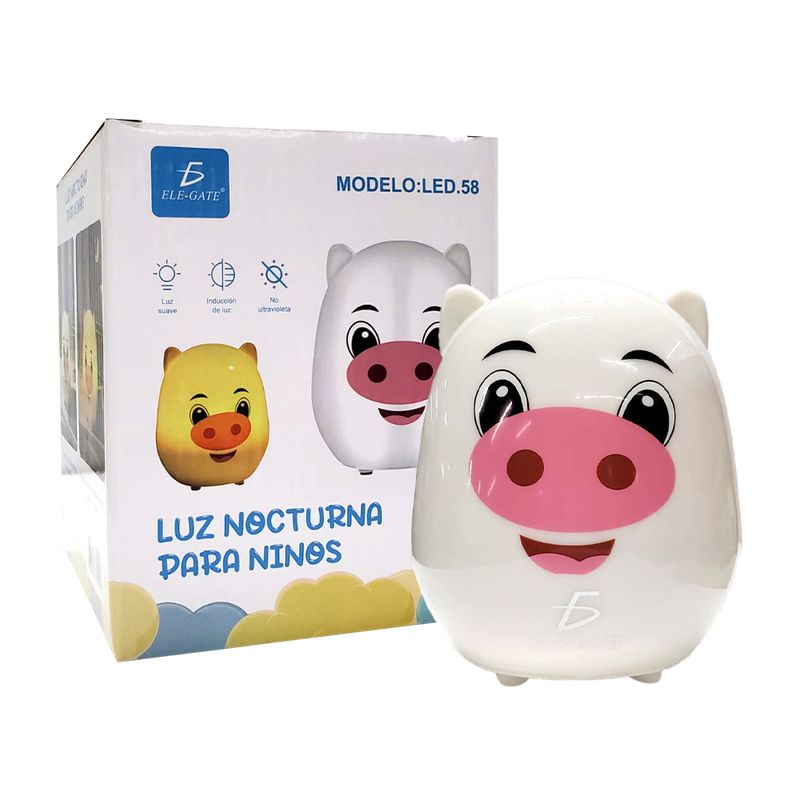 Lámpara nocturna para niños con diseño de puerquito de luz automática