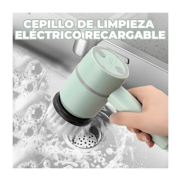 Cepillo de limpieza eléctrico recargable para baño y cocina con cepillos intercambiables