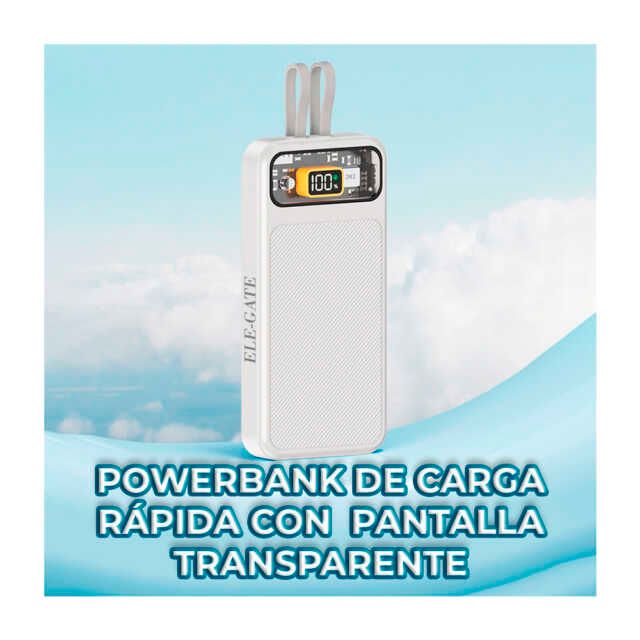 Power bank ele-gate portátil de carga rápida de 10000mah con indicador de carga y entradas para 4 dispositivos