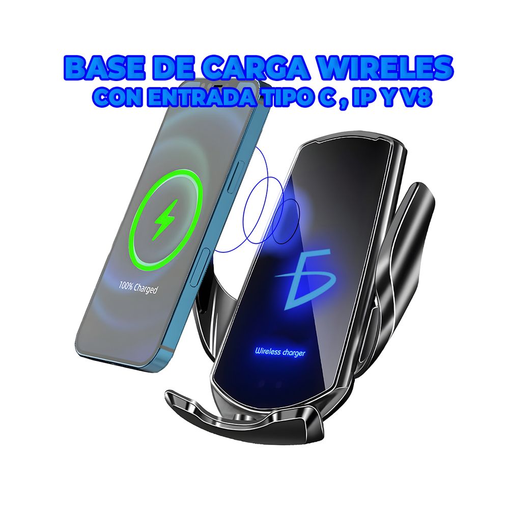 Cargador inalámbrico tipo soporte para auto de carga rápida 15 watts