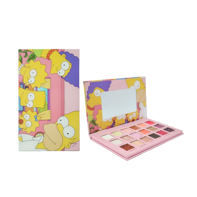 Paleta de sombras para ojos con 18 colores, espejo y estampado de los simpsons