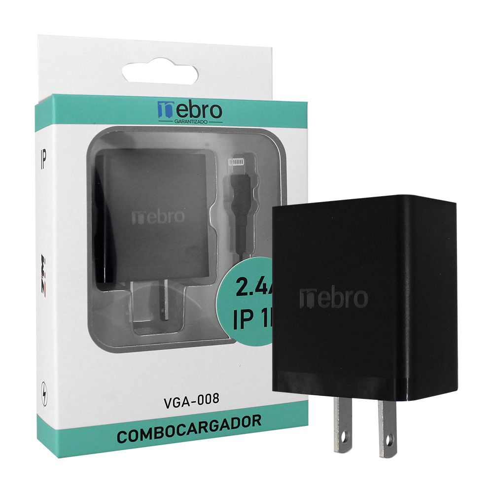 Combo cargador nebro con cable tipo lightning de 1 metro para cargar