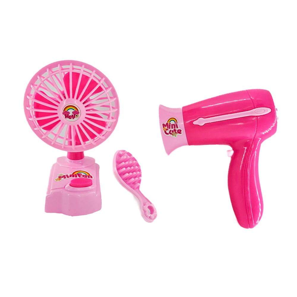 Set infantil con secadora, mini cepillo y ventilador con base de pilas