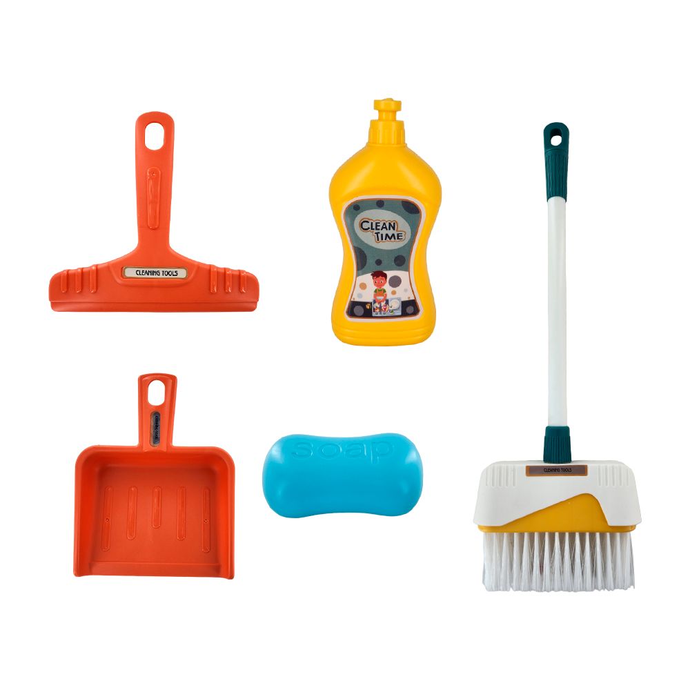 Mini escoba de juguete con accesorios de limpieza clean time, variedad de colores