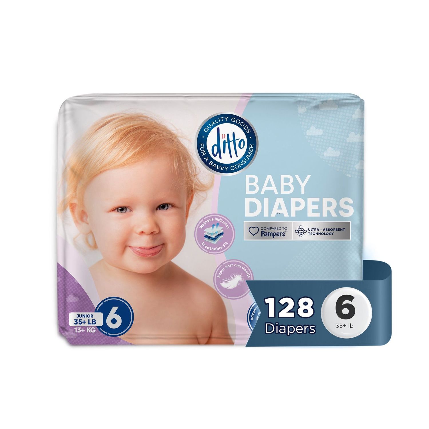 Ditto Baby Diapers Size #6   8X16ct