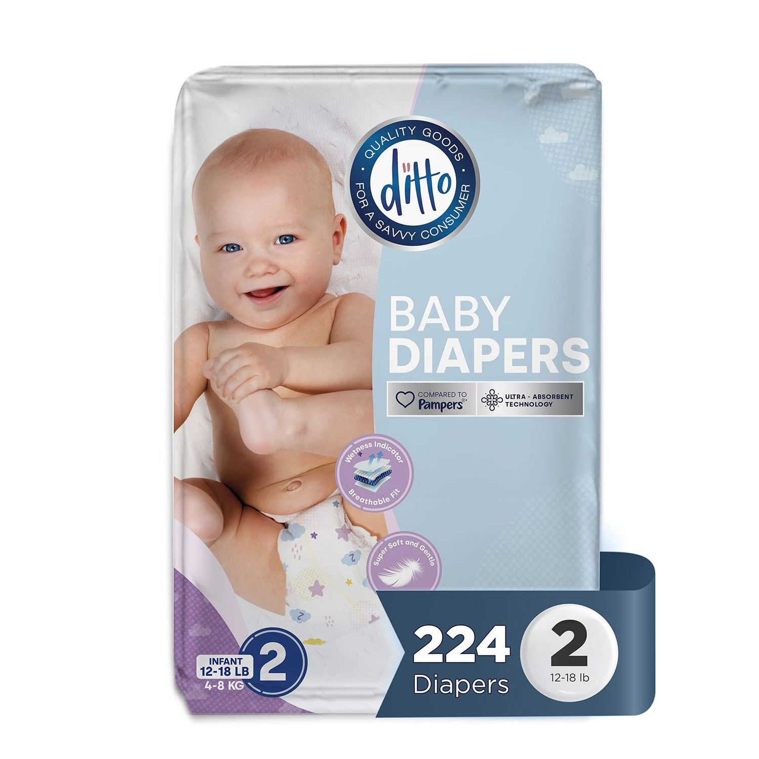 Ditto Baby Diapers Size #2  8X28ct