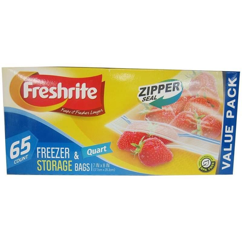 Fresh Rite Zipper Freezer Quart 24/65ct