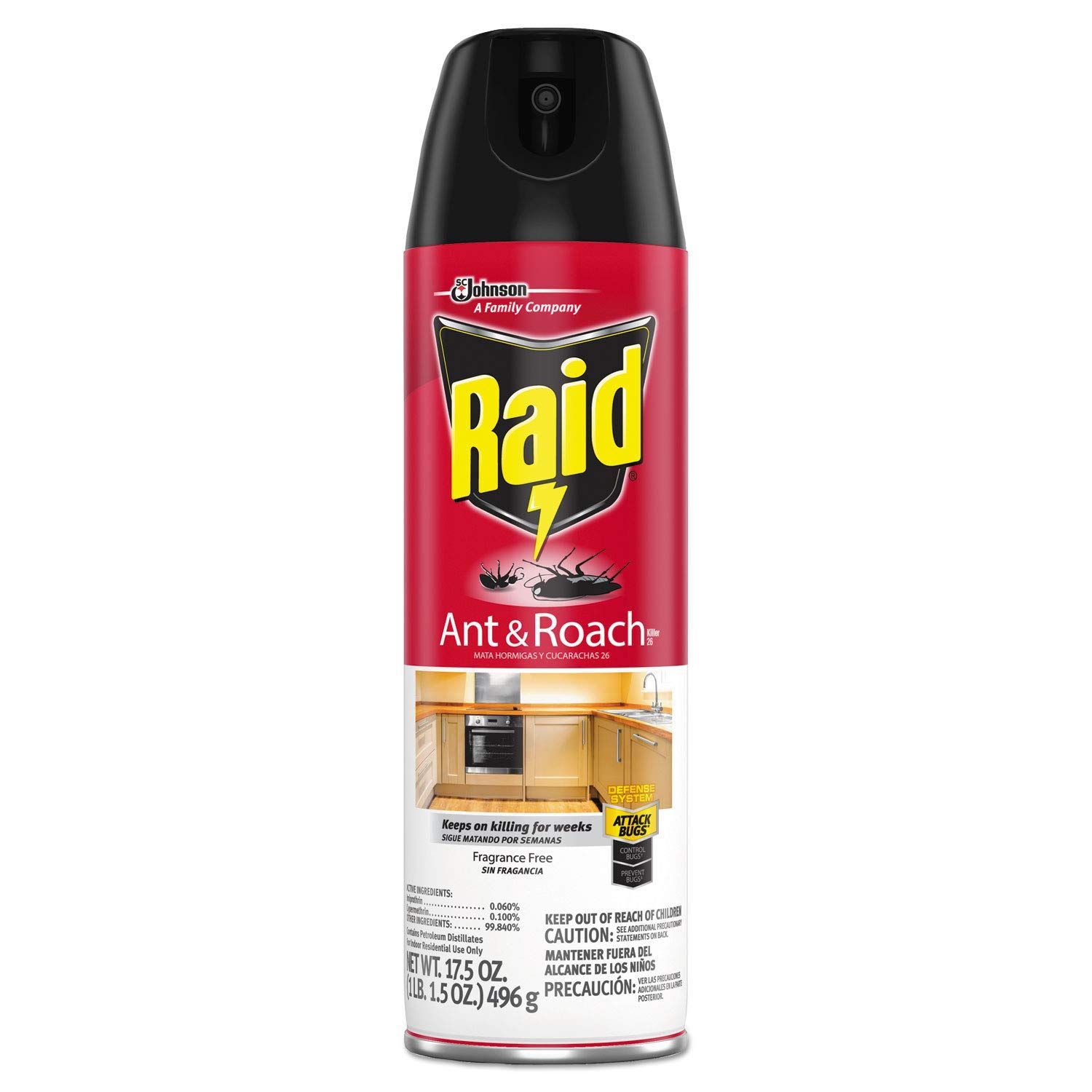 Raid Ant & Roach Killer 12/17.5oz  Fragrance Free