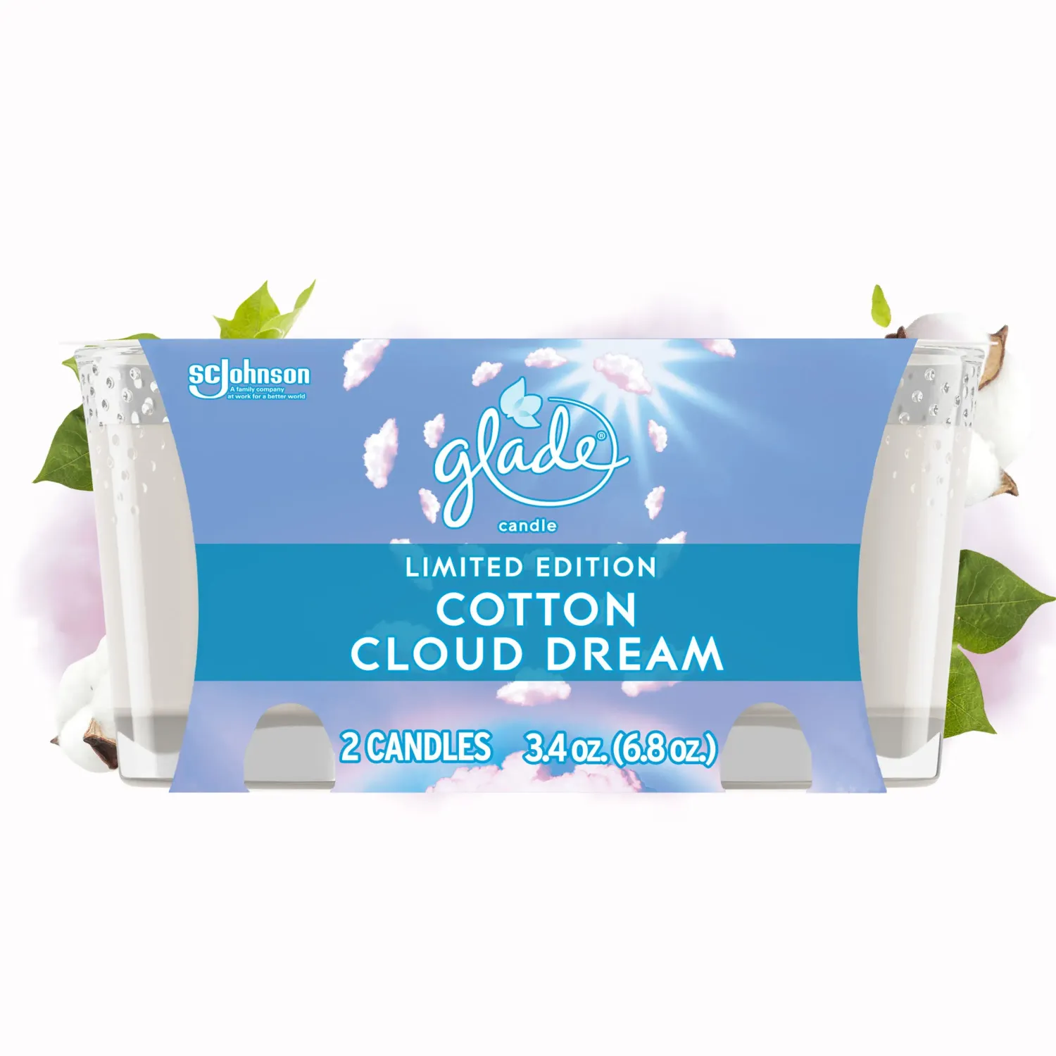 Glade  Scents  Candle   3/2pk  Cotton #03680