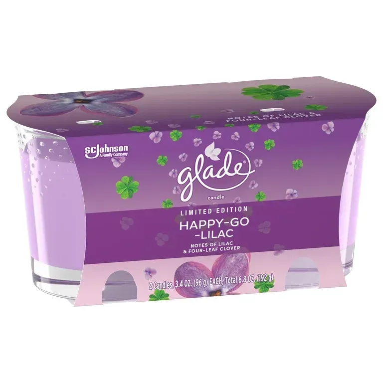 Glade  Scents  Candle  3/2pk   Happy Go Lilac #03682