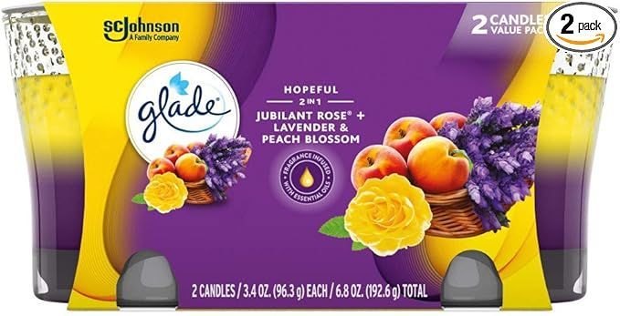Glade  Scents  Candle 3/2pk  Lavender & Peach #01035