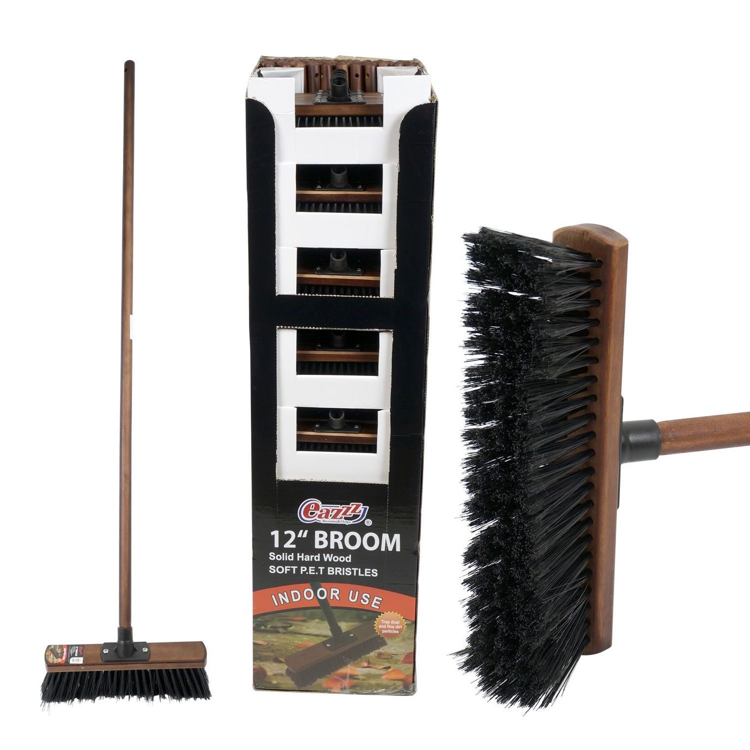 Eazzz Broom  W/Wood Stick   12/cs  Brush#60541H