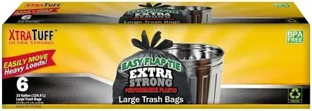Extra Tuff Trash Bag-6ct 24/33g  Flap Tie #30123