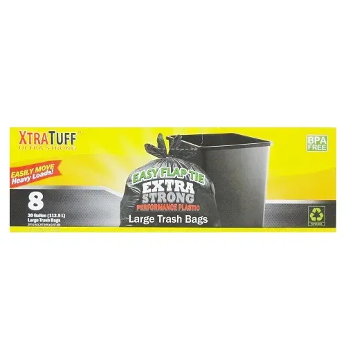 Extra Tuff Trash Bag-8ct  24/30g   Flap Tie #30122