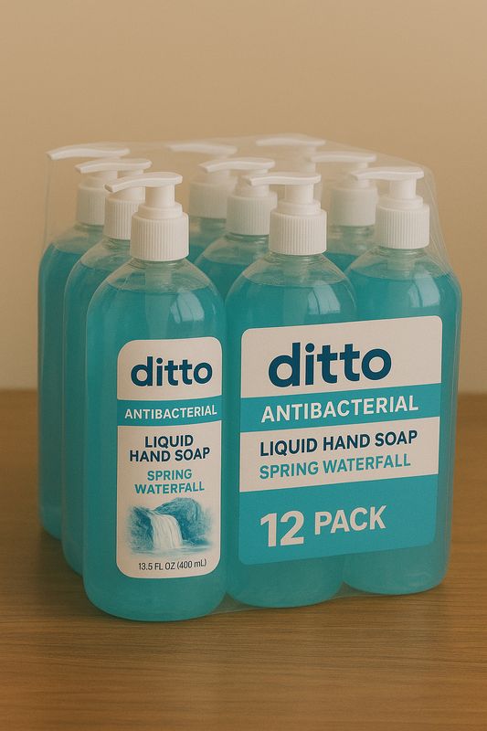 Ditto Liquid Hand Soap Antibacterial 12X13.5oz Spring Waterfall
