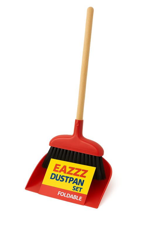 Eazzz Dustpan Set  W/Wood Stick Foldable  12/cs  #60096