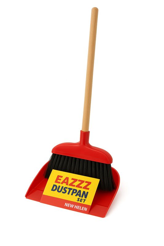 Eazzz Dustpan Set  W/Wood Stick 12/cs #CH60056