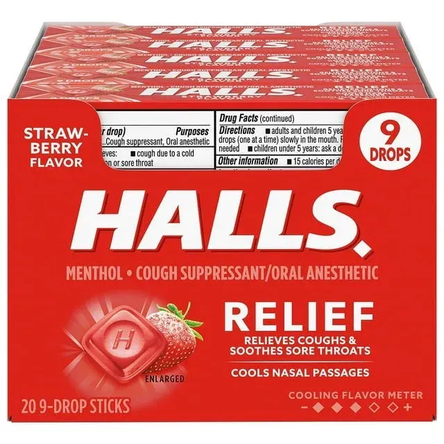 Halls Cough Drops-20/9ct    Red