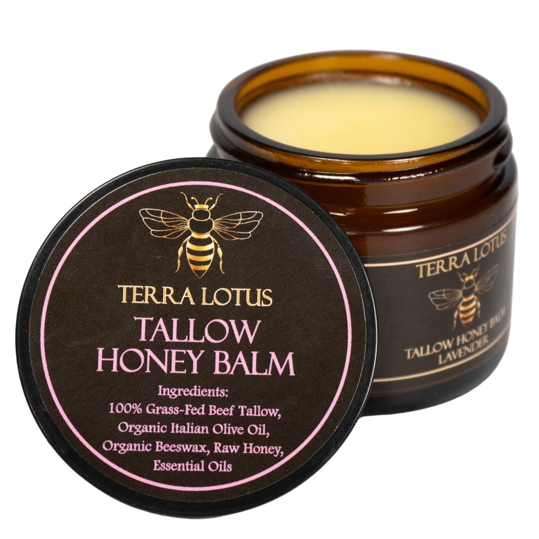 Organic Grass-Fed Beef Tallow Balm with Raw Honey