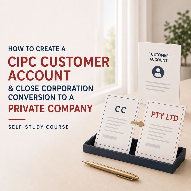 How to create a CIPC Customer Account &amp; Close Corporation Conversion to a Private Company Course