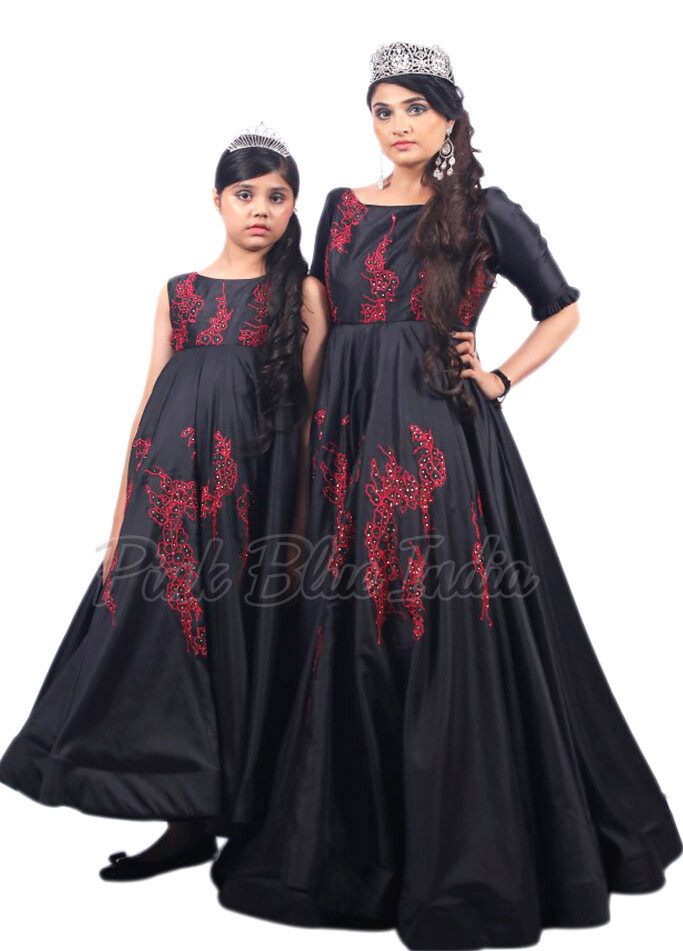 Mother and Daughter Matching Party Wear Gown