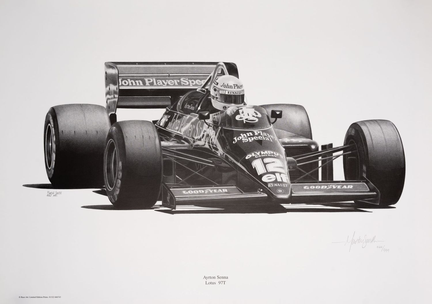 Ayrton Senna, Lotus 97T Limited Edition Print